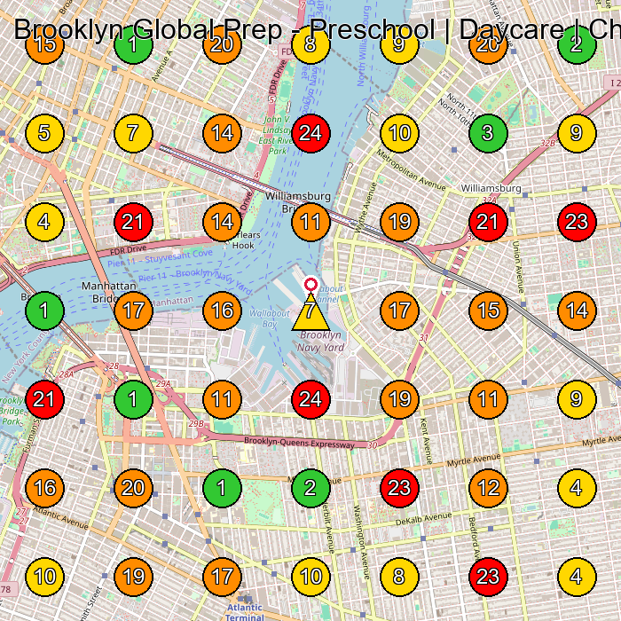 Brooklyn Global Prep - Preschool | Daycare | Child Care Day Care Center GeoGrid ranking map for Brooklyn NY